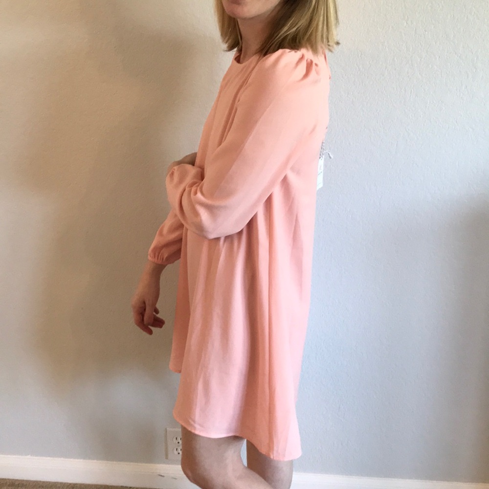 Pink lace-up dress